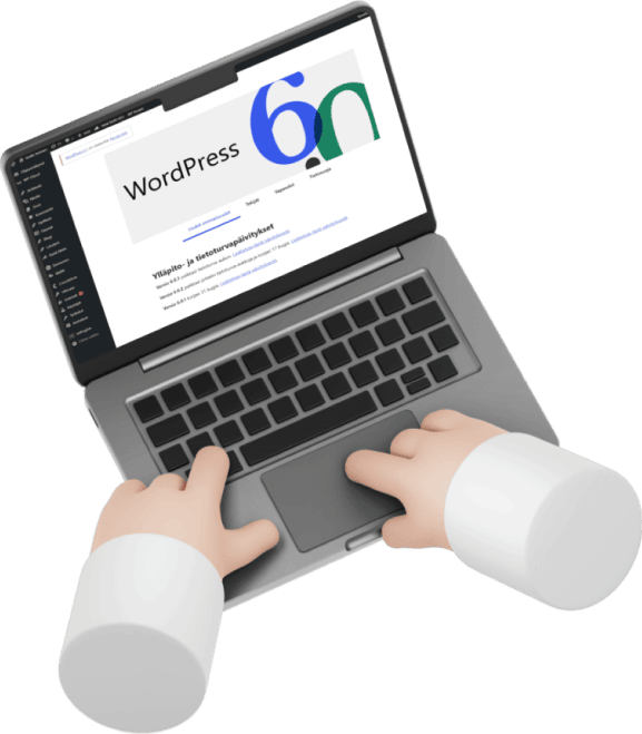 Leivuvat kädet ylläpitämässä WordPress verkkosivustoa